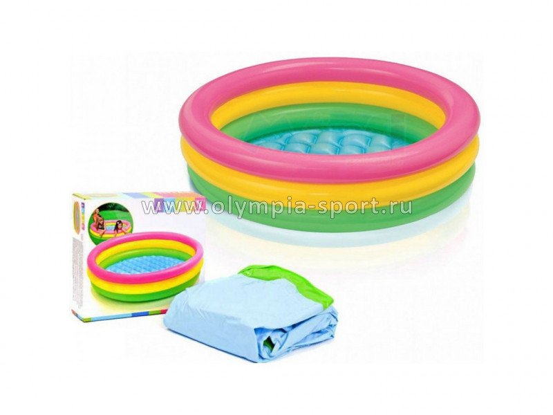 Бассейн Intex 57107 Радуга надувное дно 61x22см 1-3лет