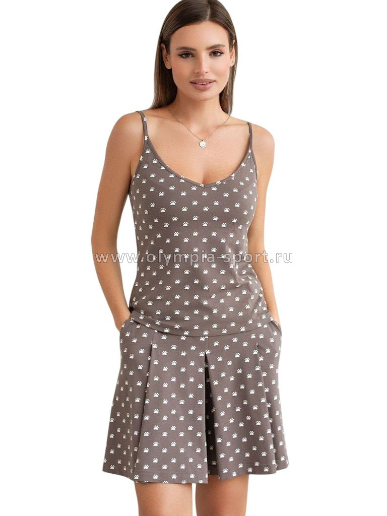 Юбка-шорты женская Vilatte D46.058 кофе-белый лапы